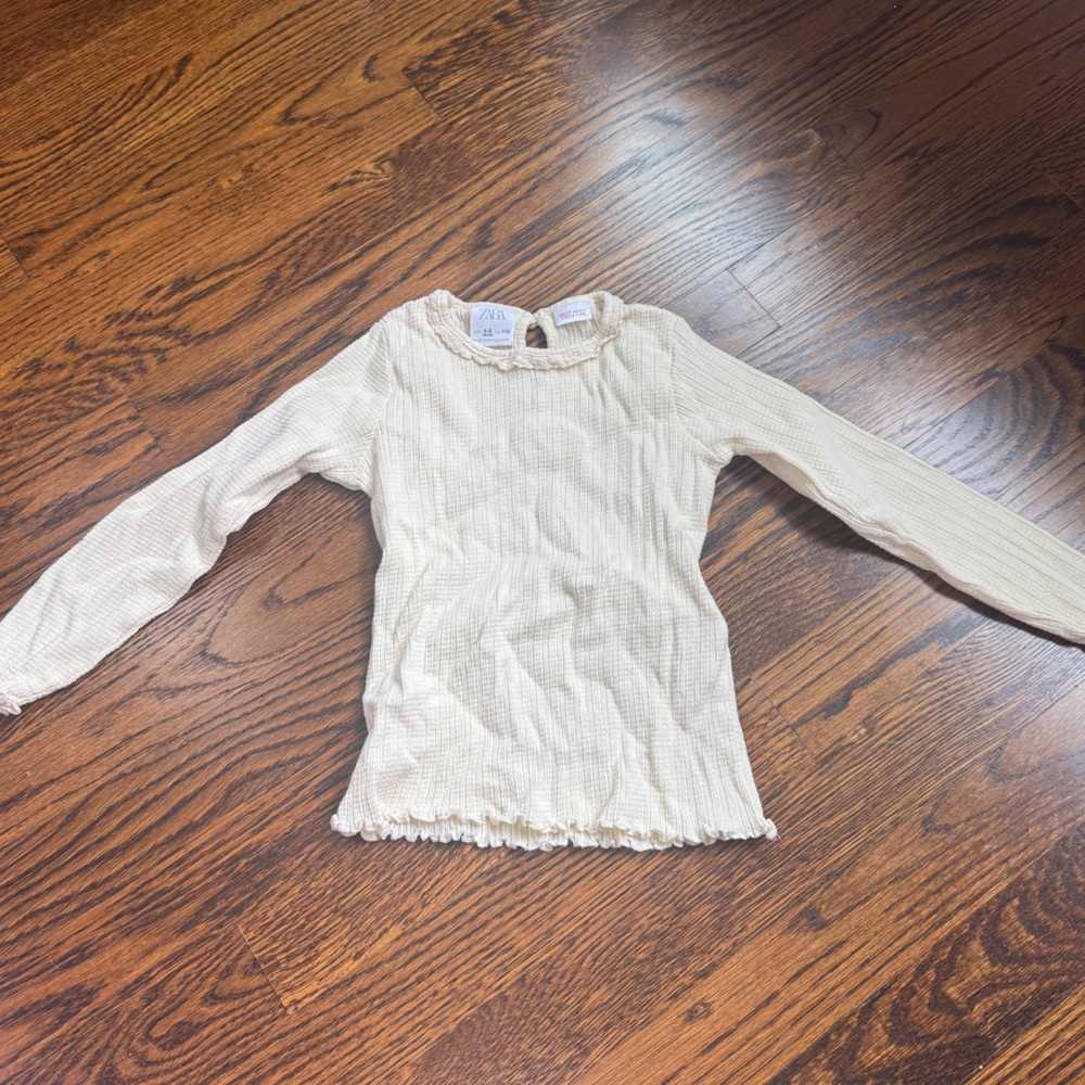 Zara toddler Kids Cream Long Sleeve Top
